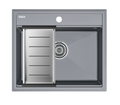 Кухонная мойка + коландер Paulmark PM115951-GRM+A375-BS 60х50 цвет серый